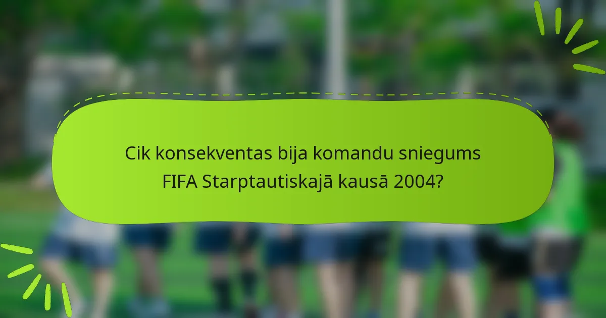 Cik konsekventas bija komandu sniegums FIFA Starptautiskajā kausā 2004?