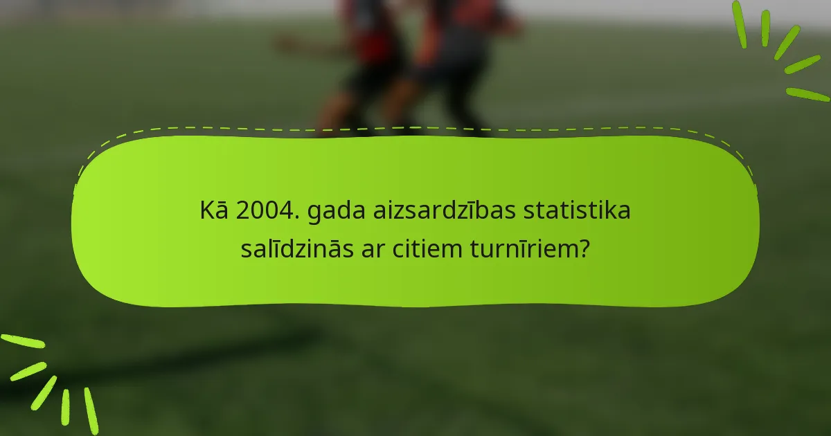 Kā 2004. gada aizsardzības statistika salīdzinās ar citiem turnīriem?