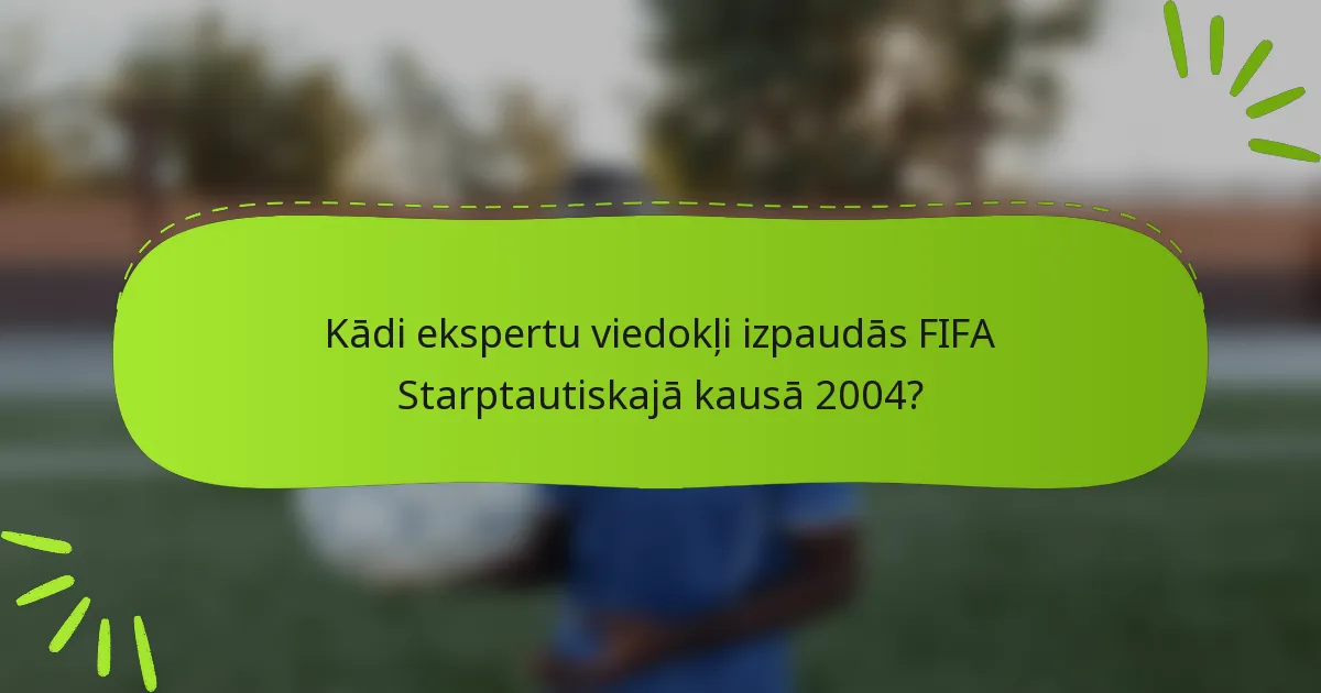 Kādi ekspertu viedokļi izpaudās FIFA Starptautiskajā kausā 2004?